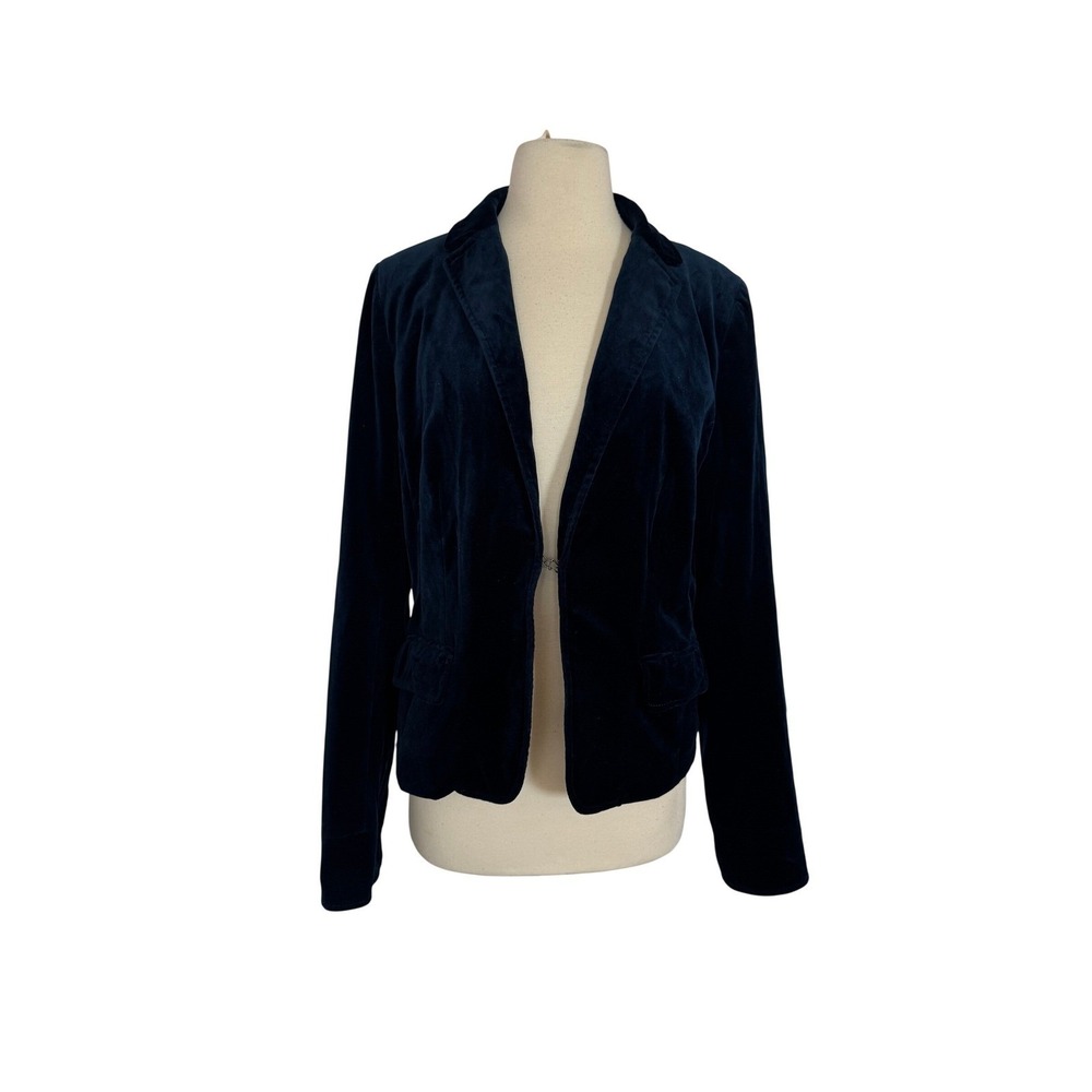 J. CREW Ecole Blazer Womens Size 12 Blue Velvet Schoolboy Jacket Style